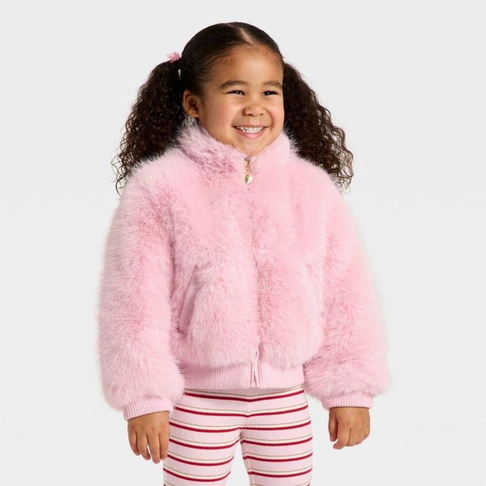 Cat & Jack - Toddler Girls' Faux Fur Bluson Jacket - Cat & Jack Pink